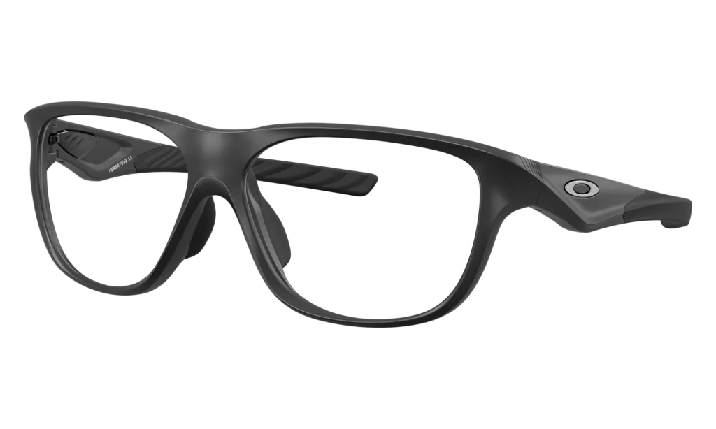 Czarne sportowe oprawki korekcyjne Oakley OX8199D na przezroczystym tle