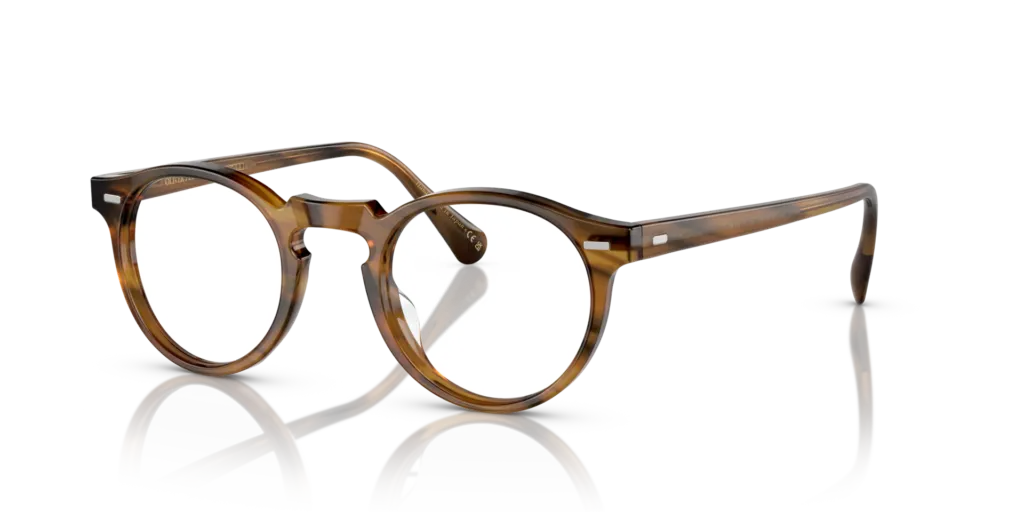 Okrągłe szylkretowe oprawki korekcyjne Oliver Peoples OV5186 na przezroczystym tle