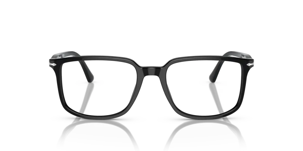 Czarne oprawki korekcyjne Persol PO3275V widziane z przodu na przezroczystym tle