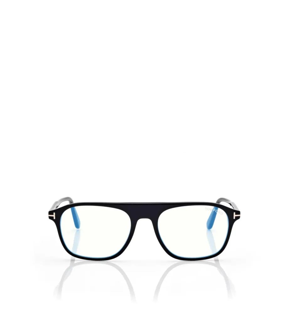 Czarne acetatowe oprawki korekcyjne Tom Ford FT6167-B na białym tle